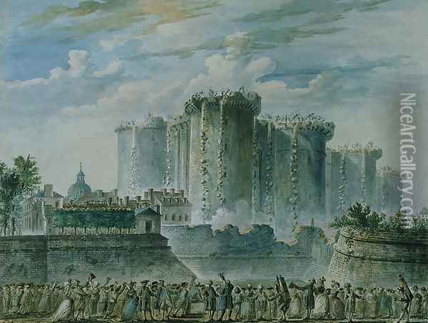 The Destruction of the Bastille Oil Painting - Jean-Pierr Houel