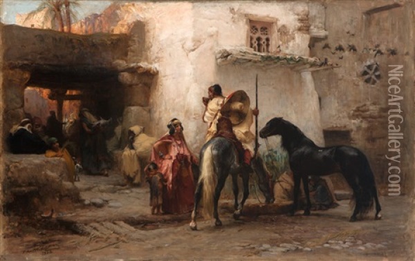Street Scene, Algiers Oil Painting - Frederick Arthur Bridgman