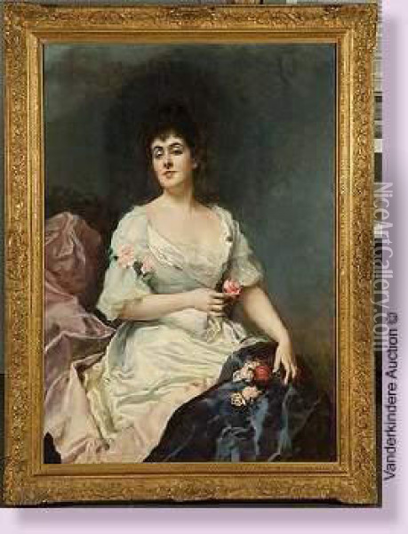 Portrait De La Baronne Anne Ginzburg Oil Painting - Raimundo de Madrazo y Garreta