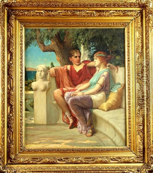 Neoclassical Genre Scene With Two Figures Oil Painting - James Hagaman