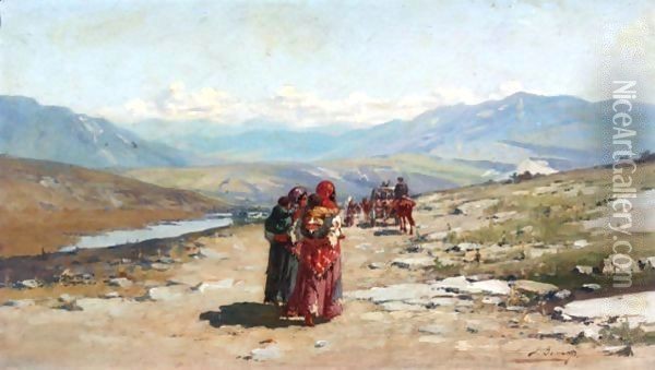 Travellers In The Mountains 2 Oil Painting - Richard Karlovich Zommer
