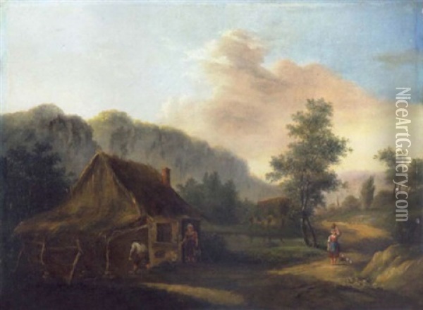 Paysans Pres D'une Chaumiere Oil Painting - Thomas Van Apshoven