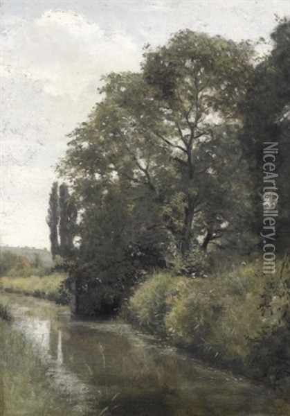 Sommerliche Kanaluferpartie Mit Baumen Oil Painting - Paul von Ravenstein