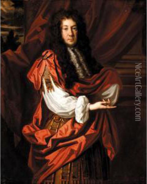Portrait Of A Gentleman Oil Painting - Johann Closterman
