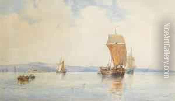 Fishing Boats Off A Fort Oil Painting - Walter William May