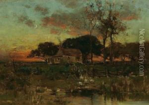 Sunset On The Farm Oil Painting - George Henry Smillie