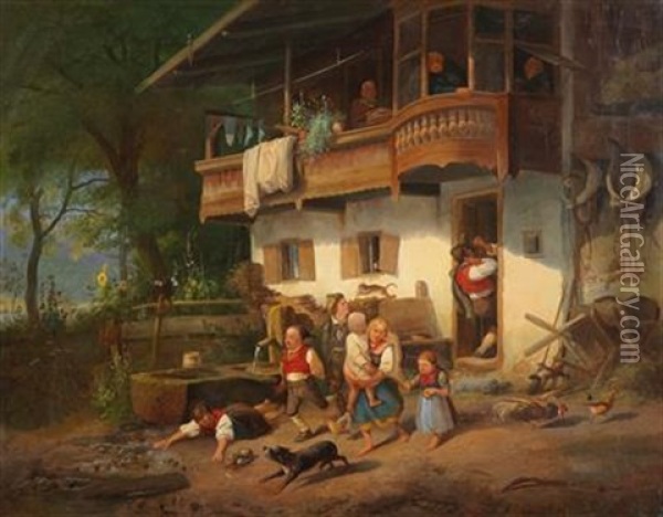 Tavern Brawl Oil Painting - Joseph Heinrich Ludwig Marr