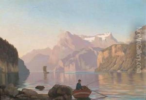 Paysage Du Lac D'uri Oil Painting - Fritz Edouard Huguenin-Lassauguette