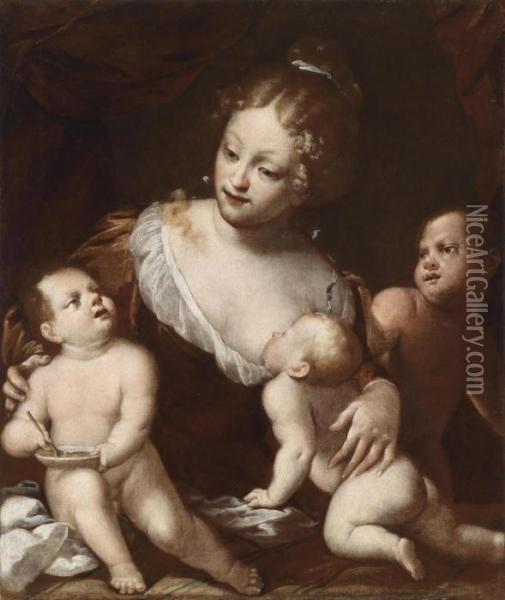 Allegory Of Charity Oil Painting - Pietro della Vecchia