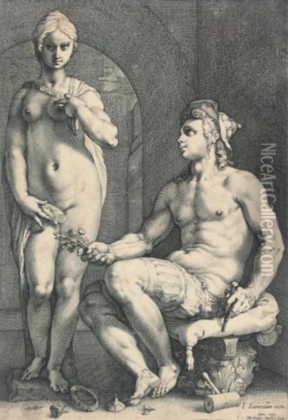 Pygmalion And Galatea Oil Painting - Hendrick Goltzius