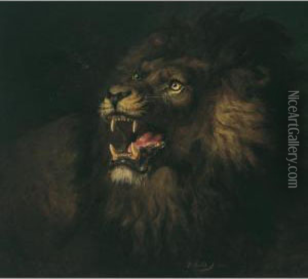 The Roaring Lion Oil Painting - Raden Sjarief B. Saleh