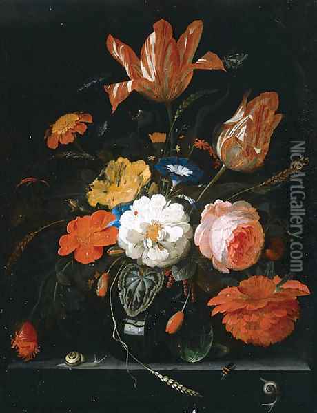 Vase of flowers Oil Painting - Abraham Mignon