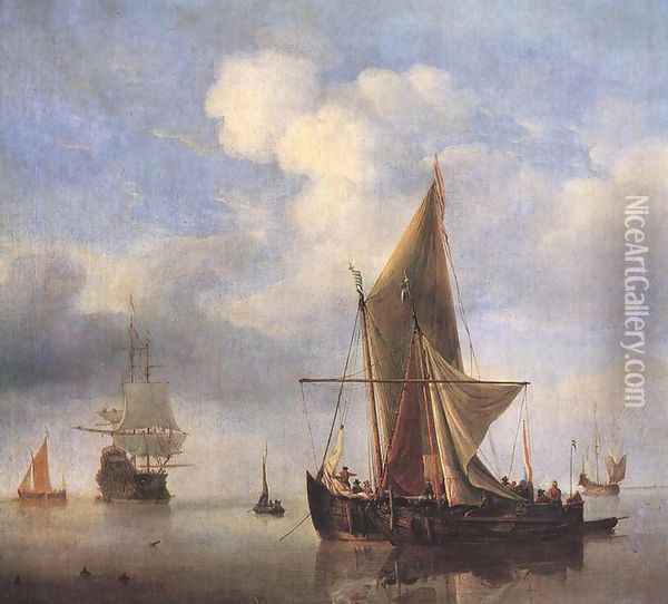 Calm Sea Oil Painting - Willem van de Velde the Younger