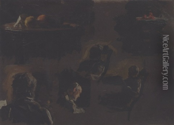 Eakins' Father, Table With Oranges Oil Painting - Thomas Eakins