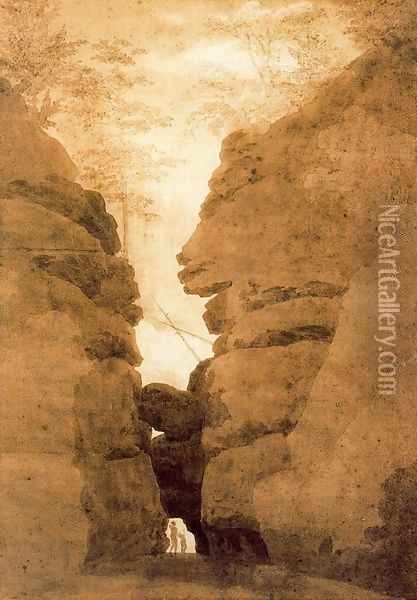 Rock Arch in the Uttewalder Grund Oil Painting - Caspar David Friedrich