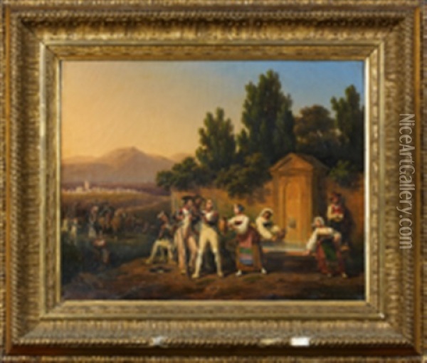 La Halte Des Fantassins Oil Painting - Hippolyte Lecomte