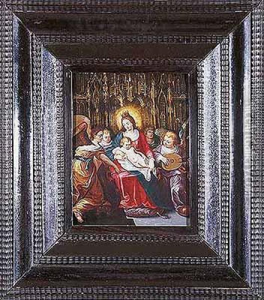 Virgen Con El Nino Rodeada De Angeles Musicos Oil Painting - Hieronymus II Francken