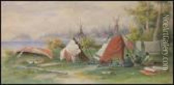 Indian Encampment, North Shore, Lake Huron Oil Painting - Frederick Arthur Verner