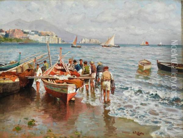 Pescatori Oil Painting - Attilio Pratella