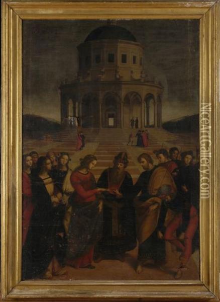 The Marriage Of The Virgin Oil Painting - Raphael (Raffaello Sanzio of Urbino)