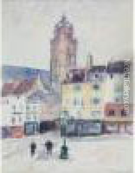  La Place A Pontoise  Oil Painting - Ludovic Rodo Pissarro