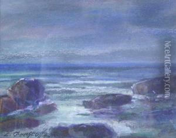 Rocky Shore Oil Painting - Leonid Gechtoff