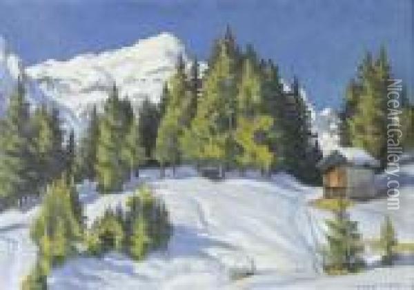 Wintertag Bei Wengen Oil Painting - Waldemar Fink