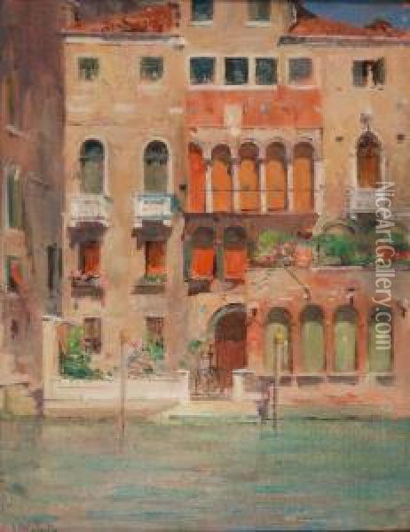 Palazzo Sul Gran Canale - Venezia Oil Painting - Leopoldo Galeota