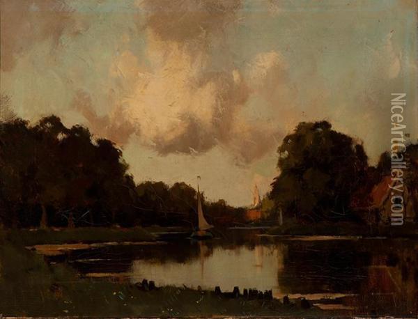 View Of The River De Vecht Oil Painting - Nicolaas Bastert