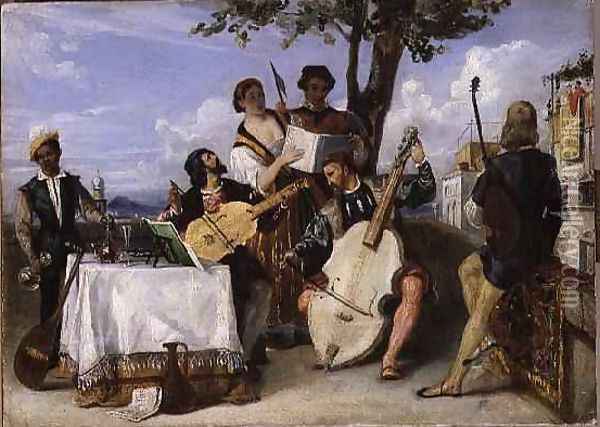 The Venetian Concert Oil Painting - Alexandre-Jean-Baptiste Hesse