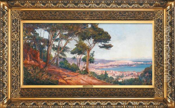 La Baie D'alger Vue Du Chemin Des Arcades Oil Painting - Marius Reynaud