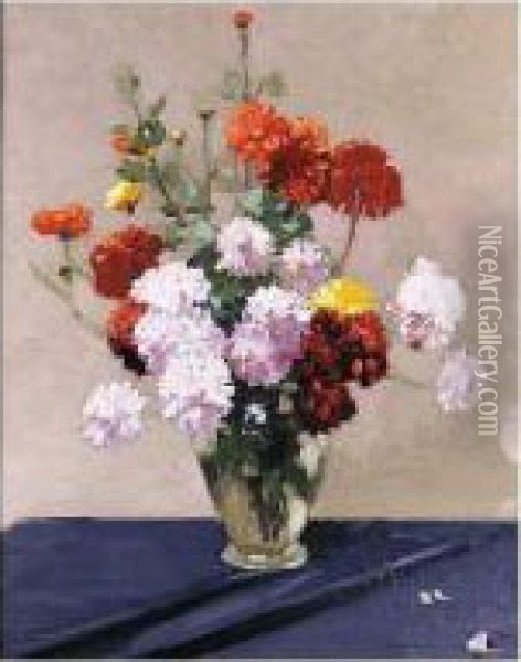Still Life Of Flowers Oil Painting - George Robert Rushton