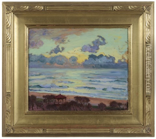 Stormy Sundown, Biarritz, France Oil Painting - William Samuel Horton