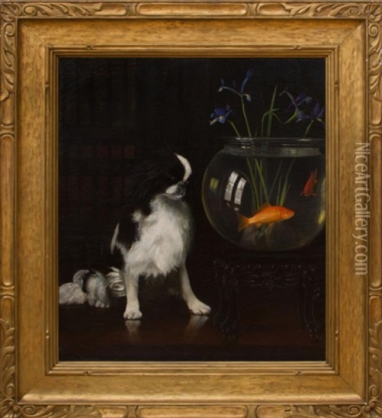 Japanese Chin And Goldfish Oil Painting - Alexander Pope