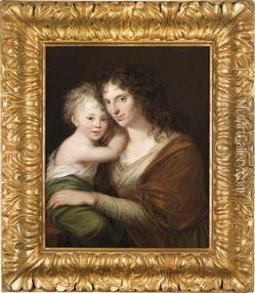Portrait Of A Mother With Her Child Oil Painting - Friedrich Georg Weitsch