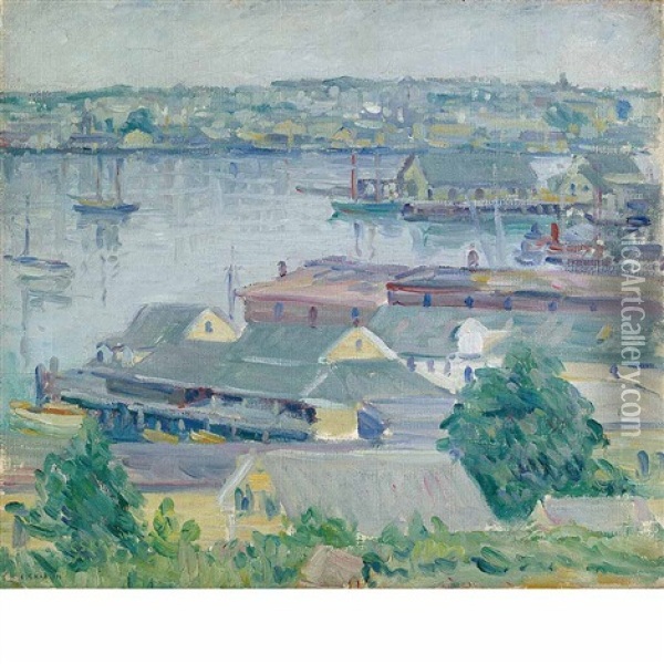 Rockport Harbor, Ma Oil Painting - Charles Salis Kaelin