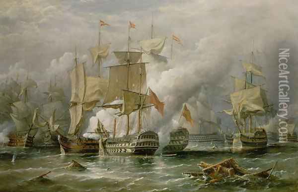 The Battle of Cape St. Vincent, 14th February 1797, 1881 Oil Painting - Richard Bridges Beechey