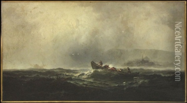 Boat In Peril Oil Painting - Franklin Dullin Briscoe