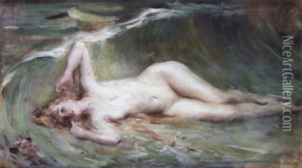 Femme Dans Les Vagues Oil Painting - Leon Francois Comerre
