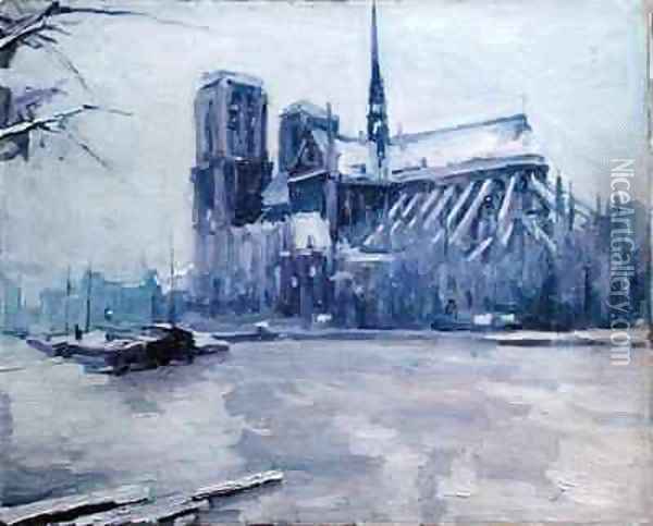 Notre Dame at the time of the Floods Oil Painting - Louis Degallaix