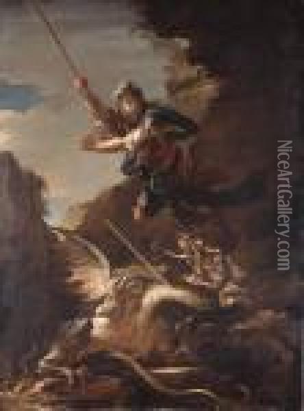 Saint George And The Dragon Oil Painting - Salvator Rosa