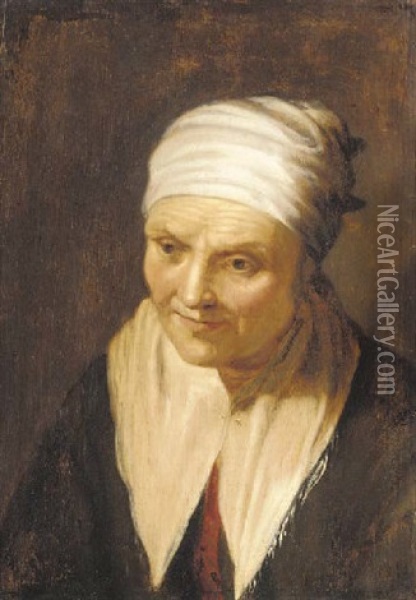 Portrait Of An Old Woman In A Black Costume With A White Cap And Collar Oil Painting - Hendrick Bloemaert