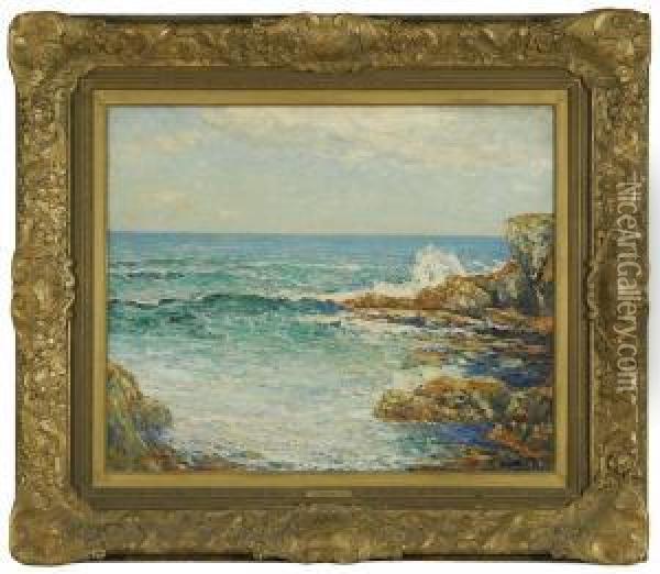 Rocky Coastal Seascape Oil Painting - Cullen Yates