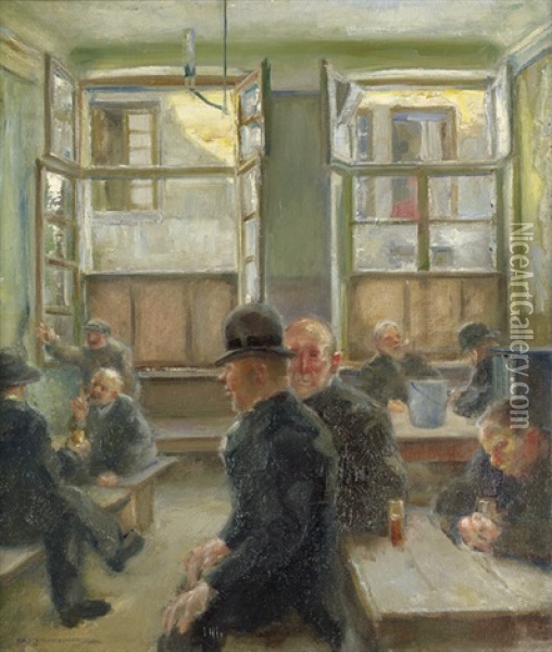 In Der Wartehalle Oil Painting - Friedrich August Weinzheimer