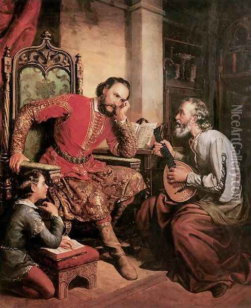 Palatine Tamas Nadasdy and Tinodi 1855 Oil Painting - Soma Orlai Petrich