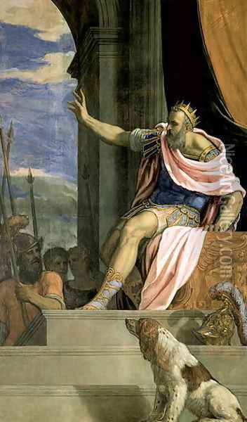 Saul throwing the lance at the head of David Oil Painting - Francesco de' Rossi