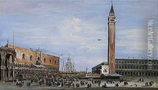 Venice, The Festival Of Giovedi Grasso In The Piazzetta In 1758 Oil Painting - Francesco Guardi