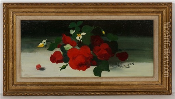Red And Yellow Roses Oil Painting - Stuart James Park