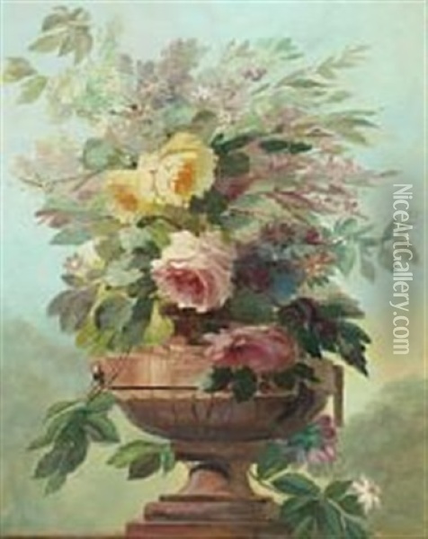 Still Life With Flowers Oil Painting - Guillaume Vogels