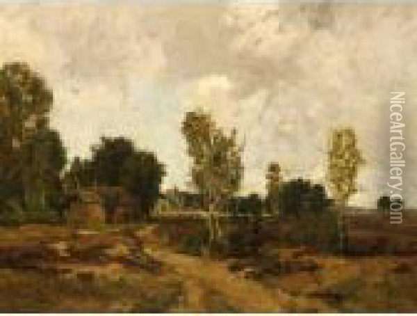 A Farm House On The Heath Oil Painting - Theophile Emile Achille De Bock